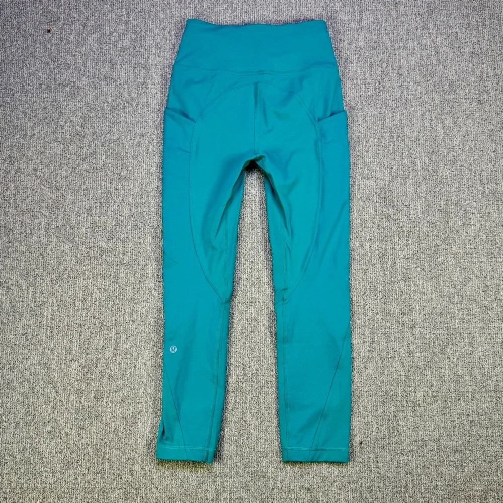 Lululemon Wunder Train High Rise Tight Pockets Size 4 Teal 23.5 Inseam - Picture 2 of 11